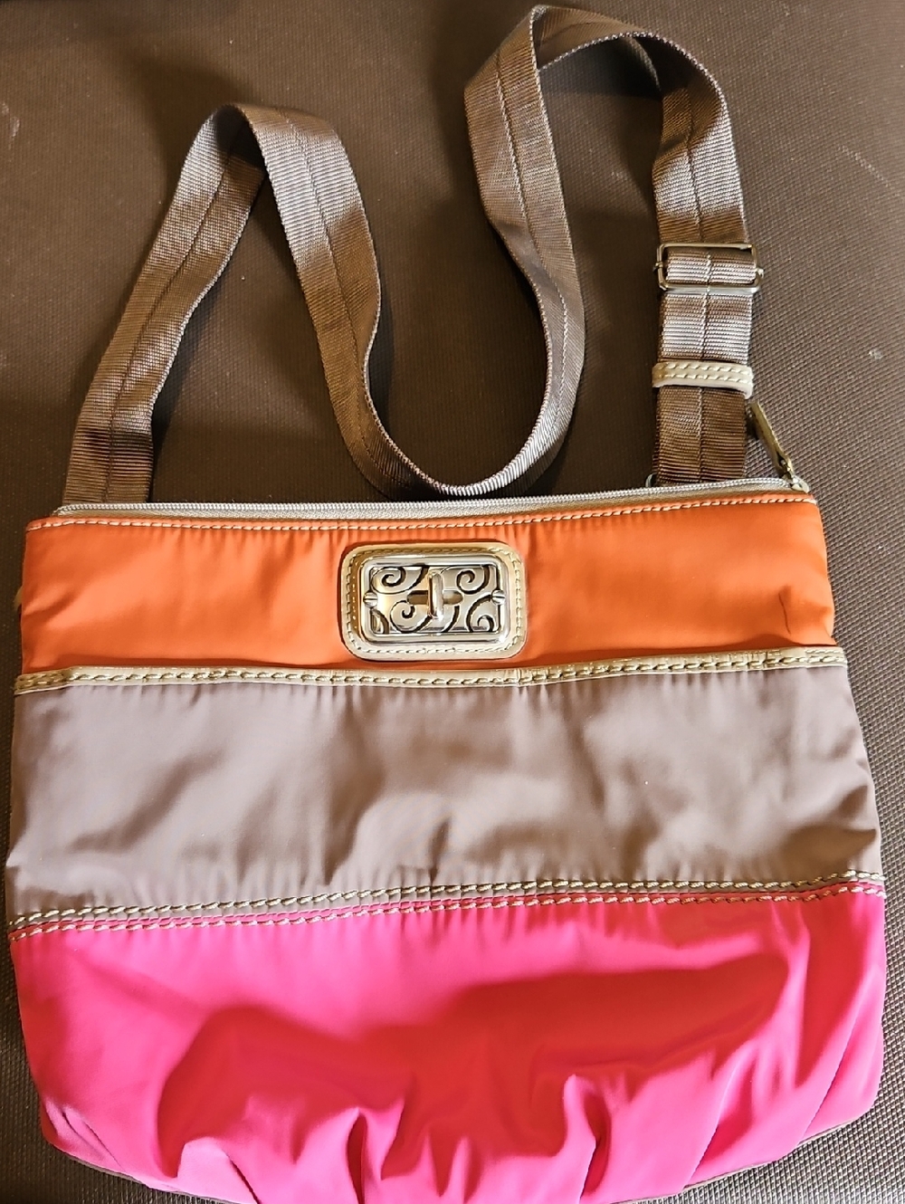 Brighton Orange Taupe Pink Colorblock Crossbody